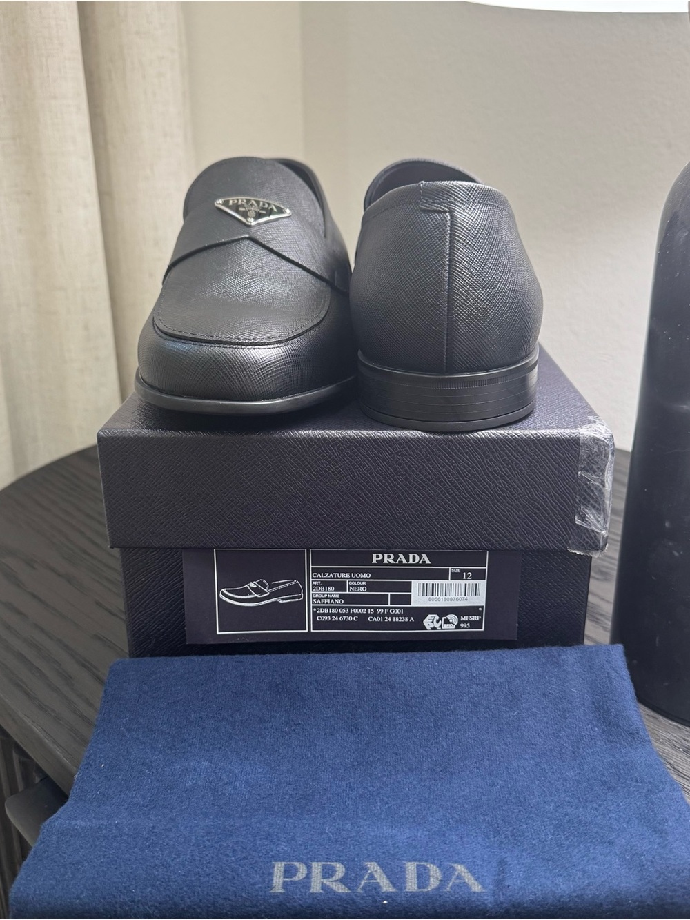 Prada Saffiano Triangle Logo Leather Dress Shoe Loafers 13 - Picture 9 of 9